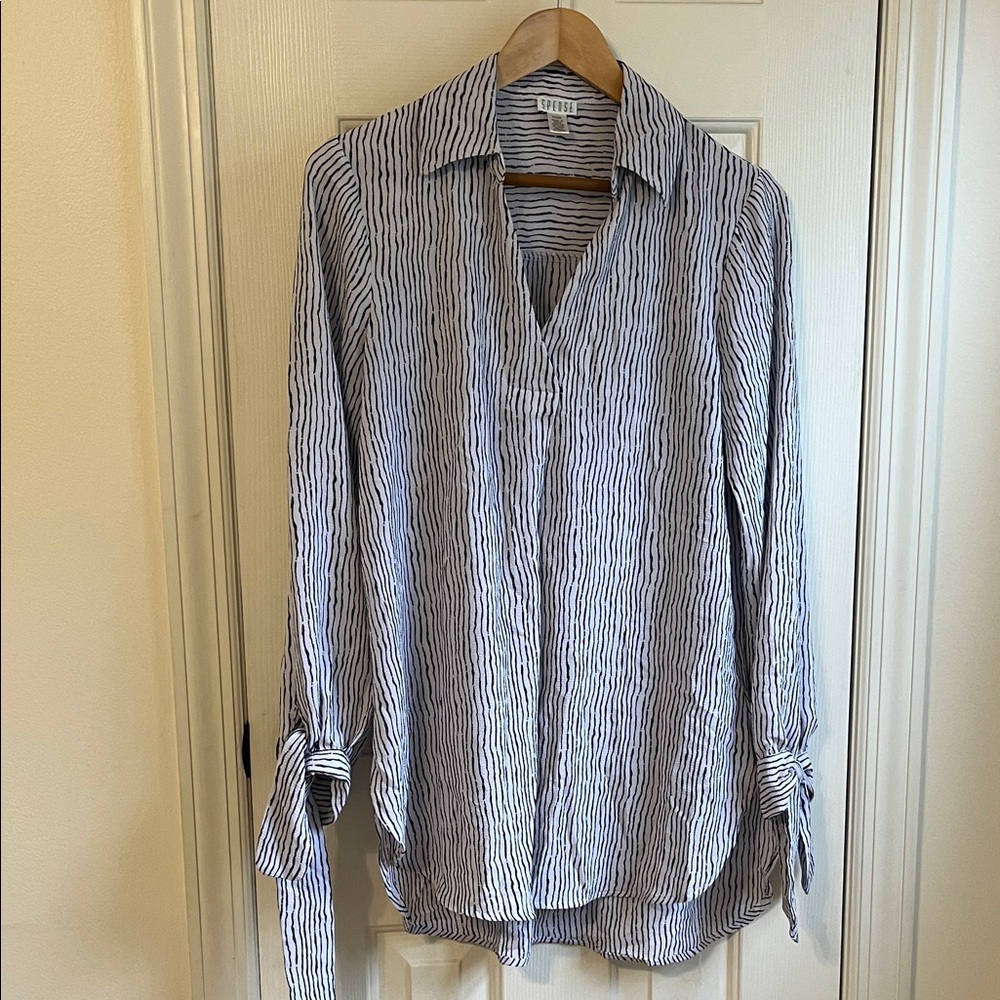 Spense Black and White Striped Blouse